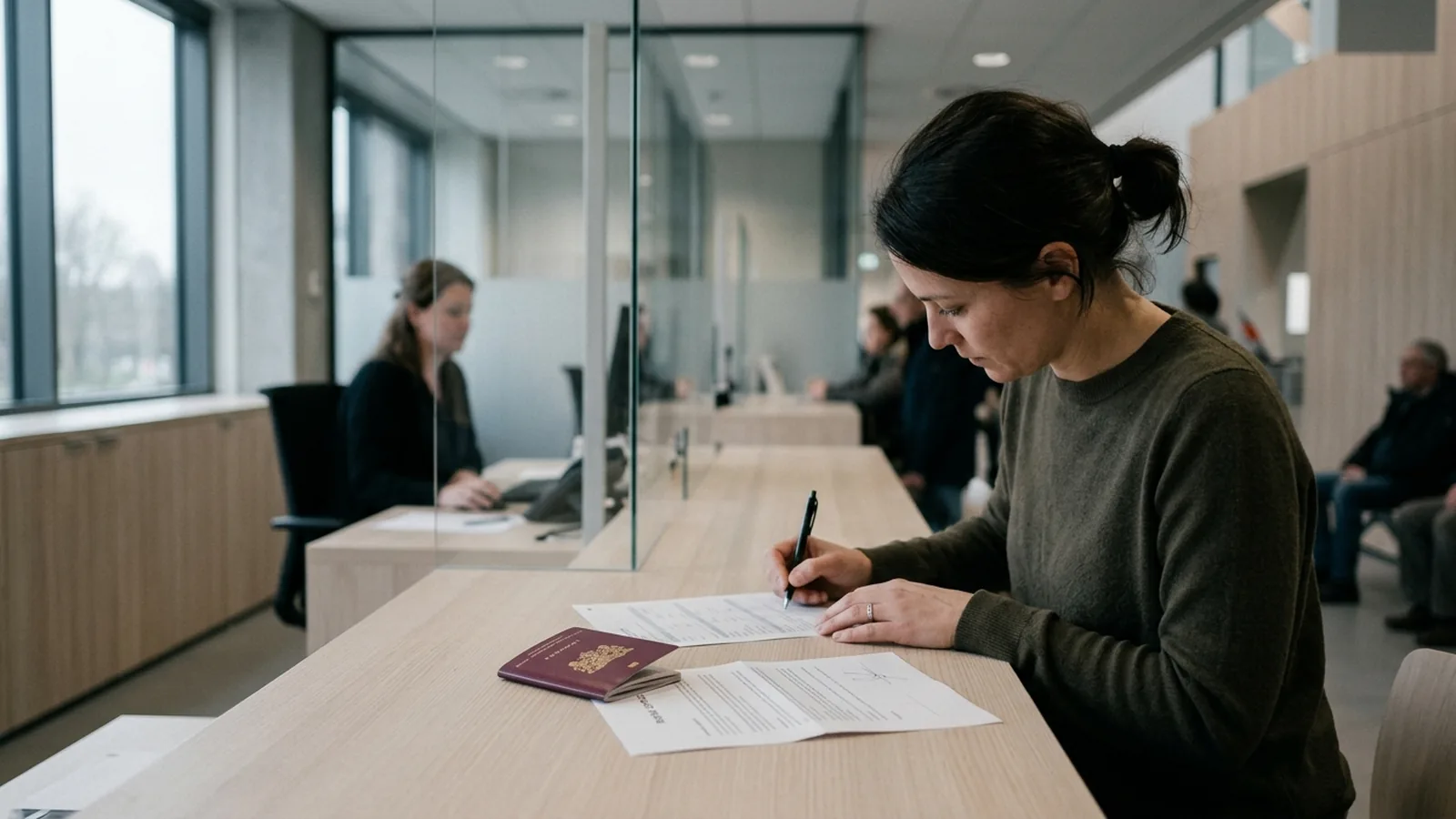 Registrering vid en kommunal disk i Nederländerna.