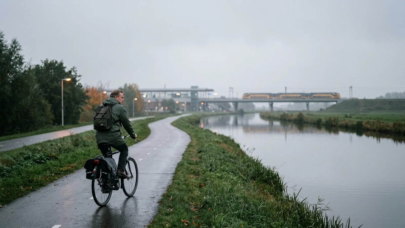 Pendlare på väg till arbetet i Nederländerna.